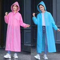 Adult long raincoat EVA impermeable waterproof raincoat men's and women's travel hooded bun harbor raincoat fishing camping