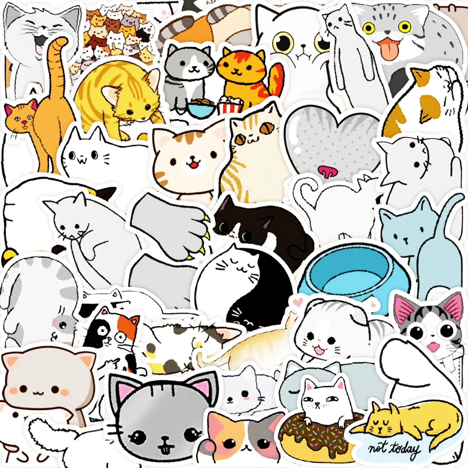 50Pcs Cute Kitten Series Graffiti Stickers Suitable for Laptop Helmets Desktop Decoration DIY Stickers Toys Wholesale