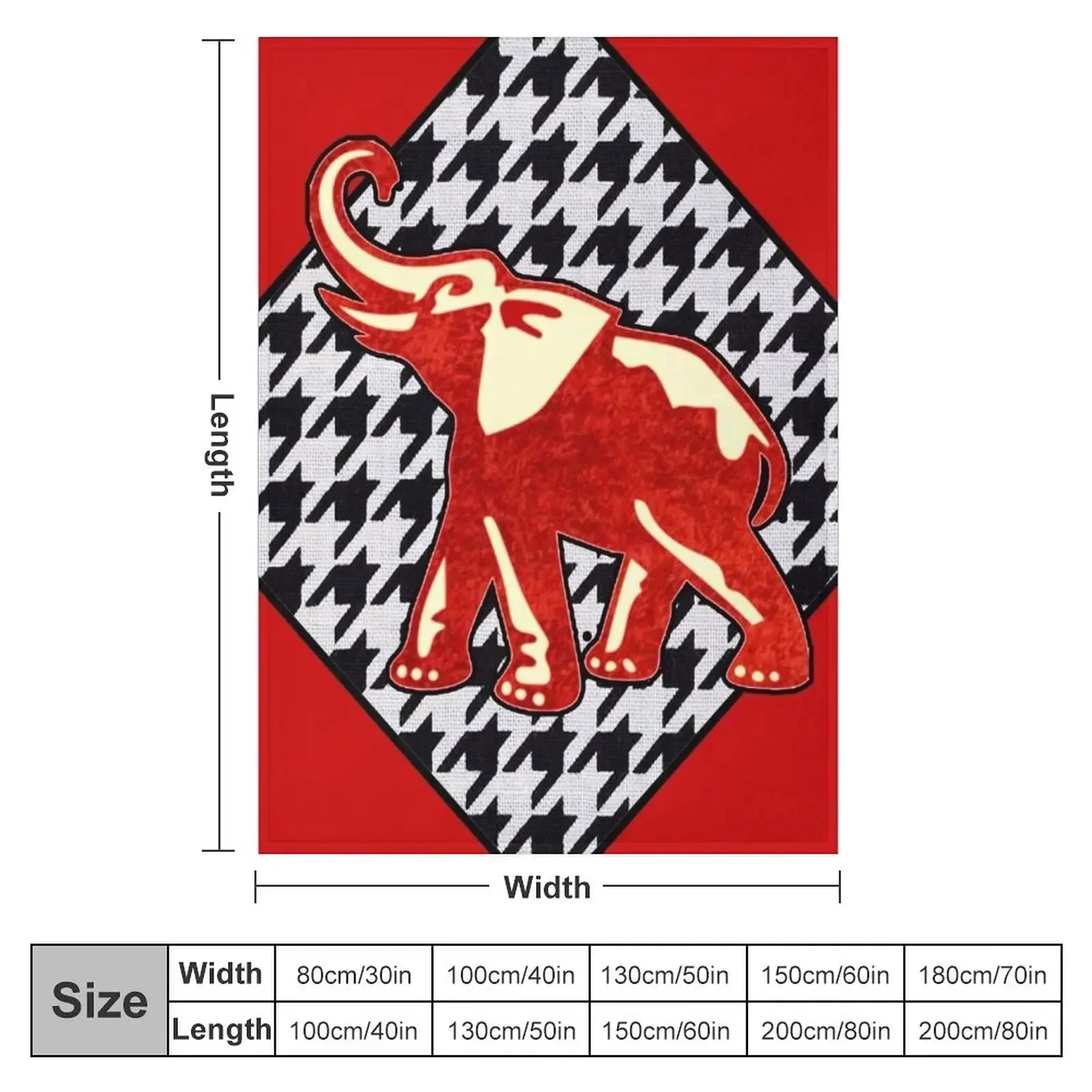 Red Elephant Houndstooth Diamond Throw Blanket Beautifuls Weighted Luxury Custom Stuffeds Furrys Blankets