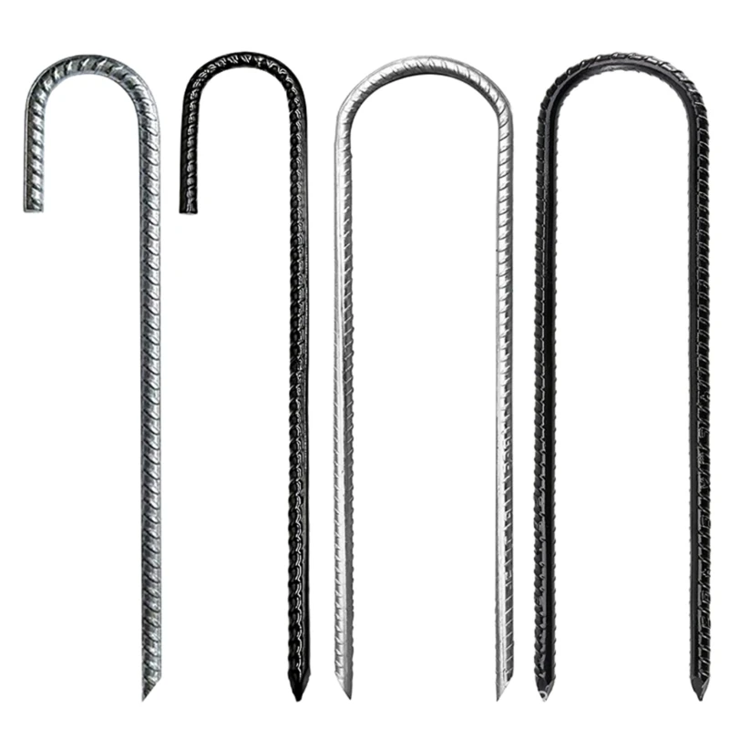 3Pcs L/Ushape Trampolines Rebars Stakes Galvanised Steel Ground Anchors Camping Tent Peg Landscape Garden Ground Stakes