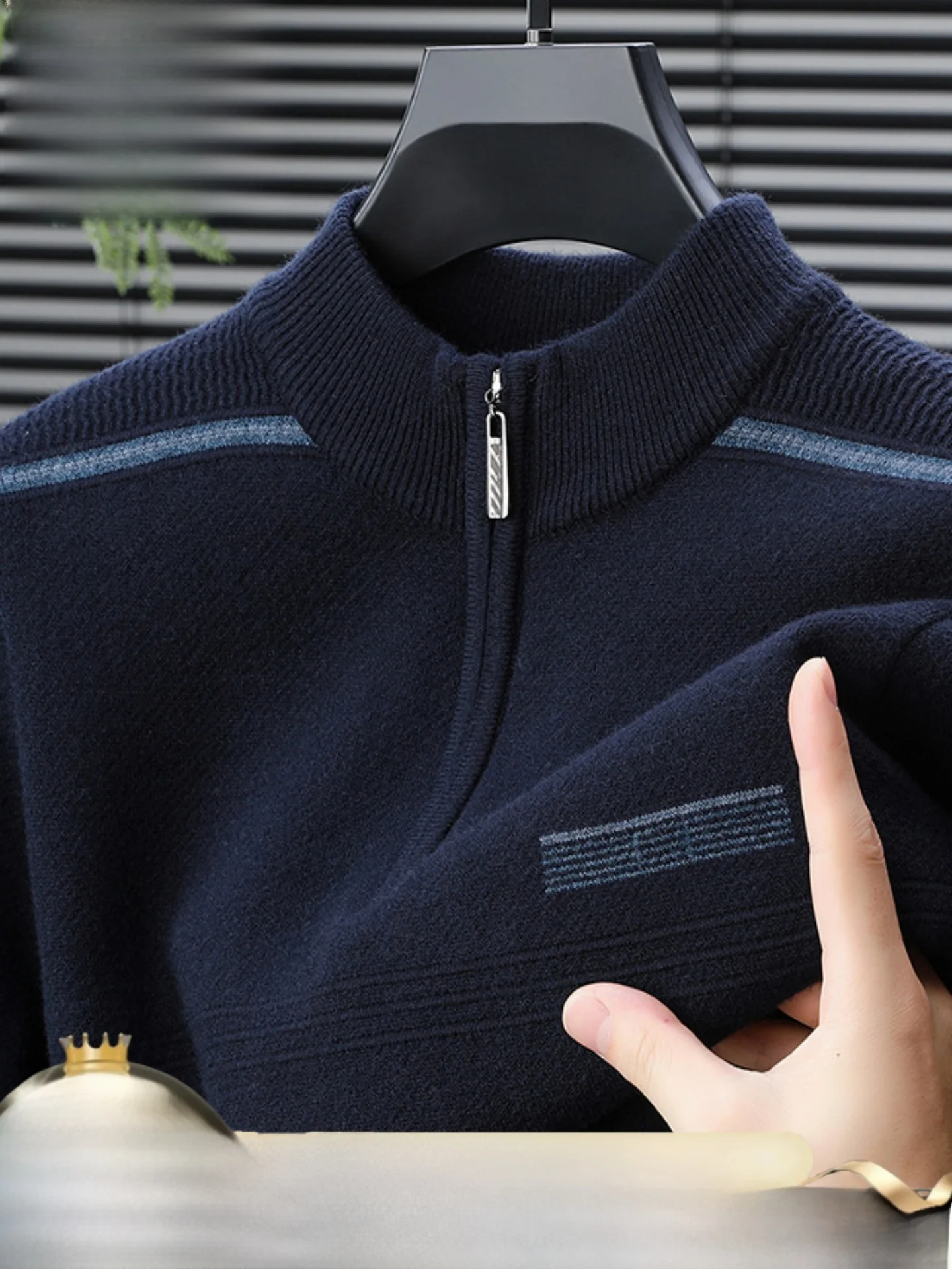 

Мужской вязаный свитер Pierre Cardin Thiened на молнии с высоким воротником, модный теплый топ для папы, зимнее новое поступление, повседневный топ