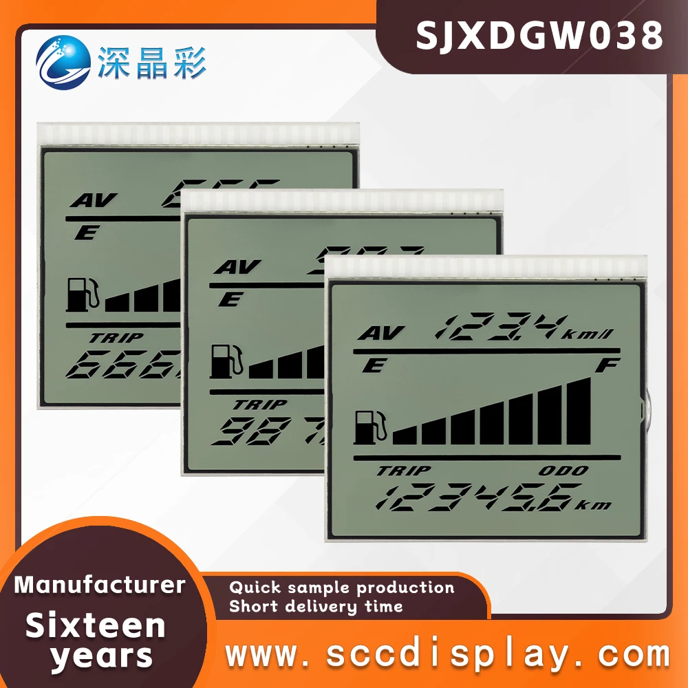 

Развивайте индивидуальный сегментный ЖК-экран цифрового дисплея SJXDGN038 гг., экран приборной панели мотоцикла, видимый в солнечном свете