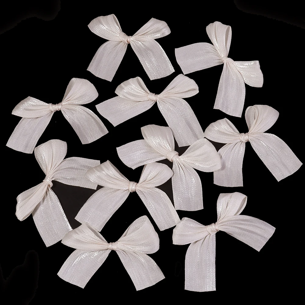 10 Stuks 4x5.5cm Parelmoer Satijnen Lint Strikken Kleurrijke Vouw Kleine Strik Voor Geschenken Bloem Verpakking Deco DIY Bruiloft decor - afbeelding 1