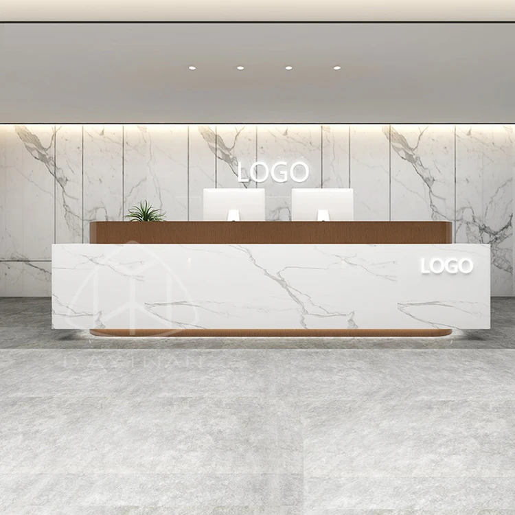 

OEM Factory Specializing In The Production Of Office Furniture White Marble Reception Desk