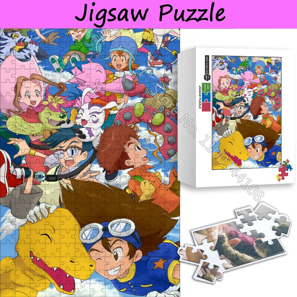 300/500/1000 Pieces Digimon Adventure Puzzles Digital Monster Japanese Anime Jigsaw Puzzle Adult Stress Relieving Leisure Toys