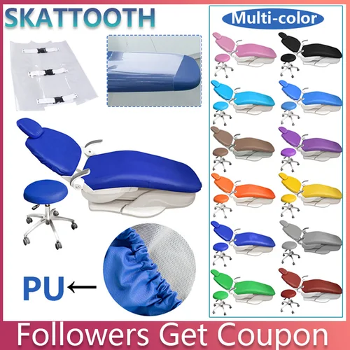 Unidad de cubierta para silla Dental de cuero PU, 4 unidades/juego, funda protectora elástica impermeable para silla Dental y cojín para silla Dental, almohadillas para los pies