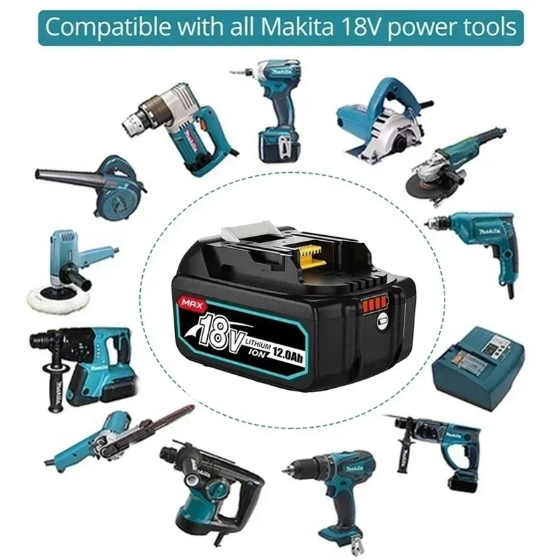 NEW 18V WIth LED Charger BL1860 Rechargeable Battery 12000mAh Lithium Ion for Makita 18v Battery BL1840 BL1850 BL1830 BL1860