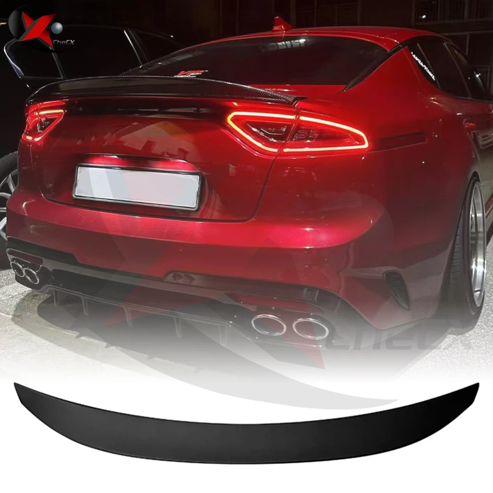 For KIA K8 Stinger Spoiler Real Glossy Carbon Fiber Rear Wing R Style Sport Accessories Body Kit Stinger Rear Spoiler 2014-2019