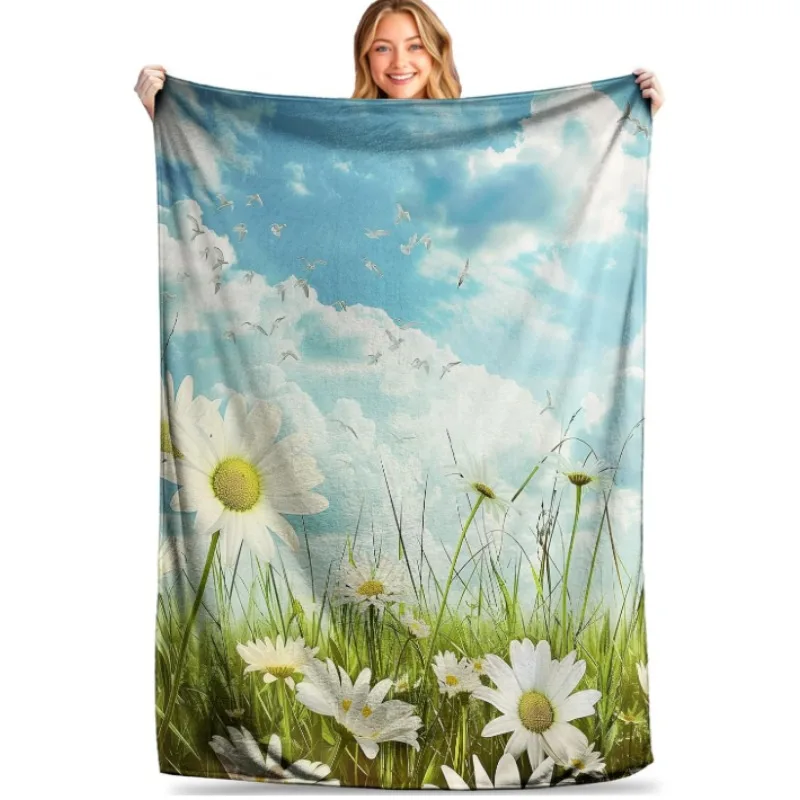 

Floral Throw Blanket Warm, Plush, Furry Decor for the Sofa, Office, Travel - Great for Home or Outdoor Use