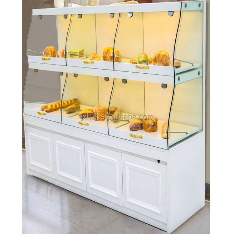 Custom.Hong Zhan  3 Three Tier Wall Mounted Display Cabinet Shelf Bakery Furniture Display Showcase for Bread Bakery Display Rac