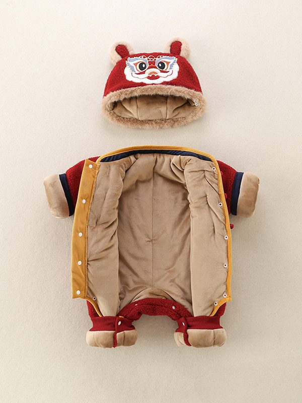 Thiened Fce Winteroutfit voor pasgeboren baby's Overalls Hoge taille Lange broek Woon-werkverkeer Sle Polyestervezel Winter Nieuwjaar...