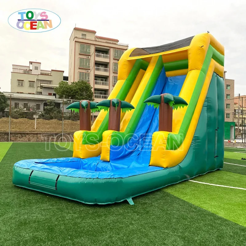 Customizable Outdoor PVC Palm Tree Inflatable Water Slide for Kids Commercial Pool