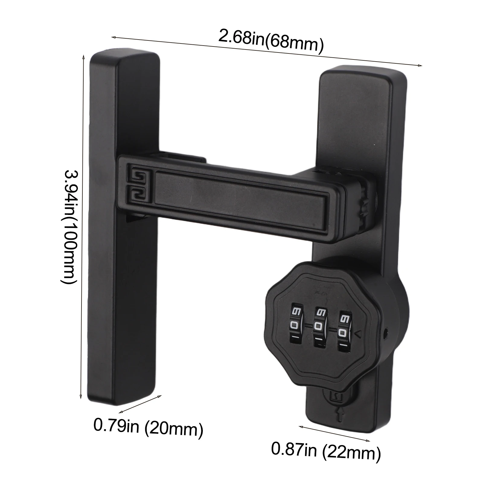 Sliding Door Latch Barn Door Lock Simple Installation Changeable Code Zinc Alloy 90 180 Dual-use Door Latch Black