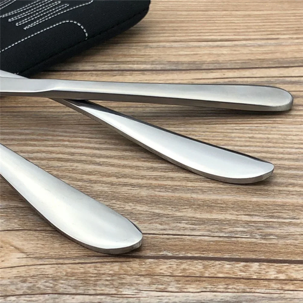 

7Pcs Stainless Steel Portable Cutlery Set Reusable Spoon Fork Knife Chopsticks Curved Straight Straw Straw Brush Cloth Bag