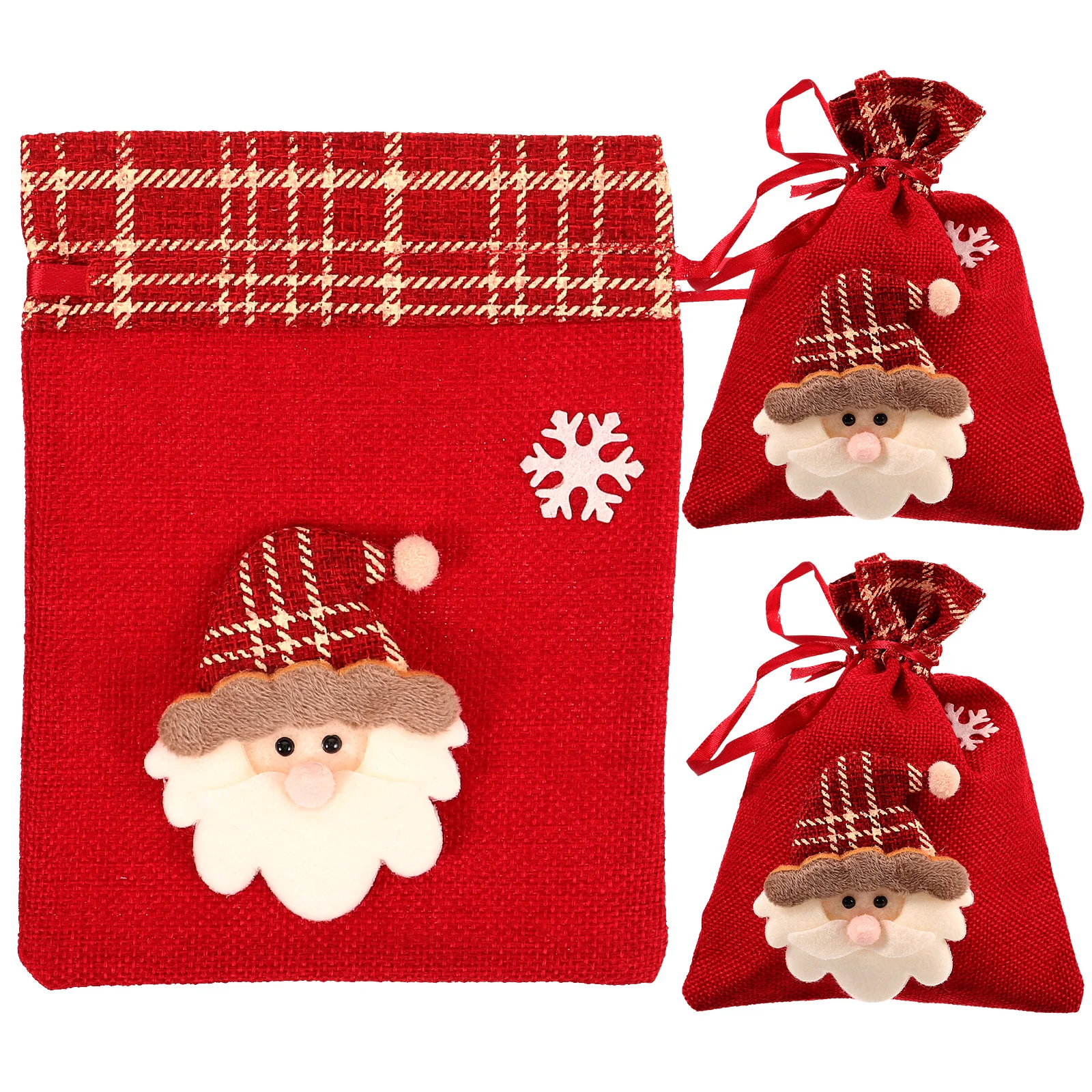

3 Pcs Christmas Candy Bag Containers Festive Themed Gift Pouch Storage Cloth DIY