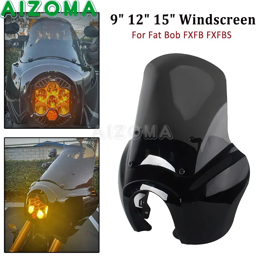 For Baja Design LP6 Headlight Fairing Motorcycle Front Mask Headlamp Windscreen For Harley Softail Fat Bob FXFB FXFBS 2018-2025