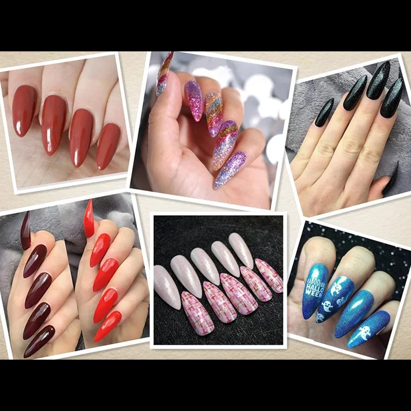 500 sztuk/paczka długi Almond Stiletto fałszywe do paznokci tipsów pełna pokrywa sztuczne paznokcie 10 rozmiary do Manicure Salon akrylowe naciśnij na paznokcie narzędzia