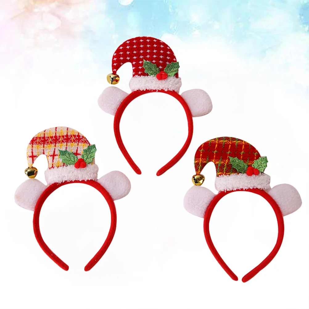

3Pcs Christmas Headwear Lightweight Hat Hair Hoop Non-Deformation for Party Festive Hair Accessories