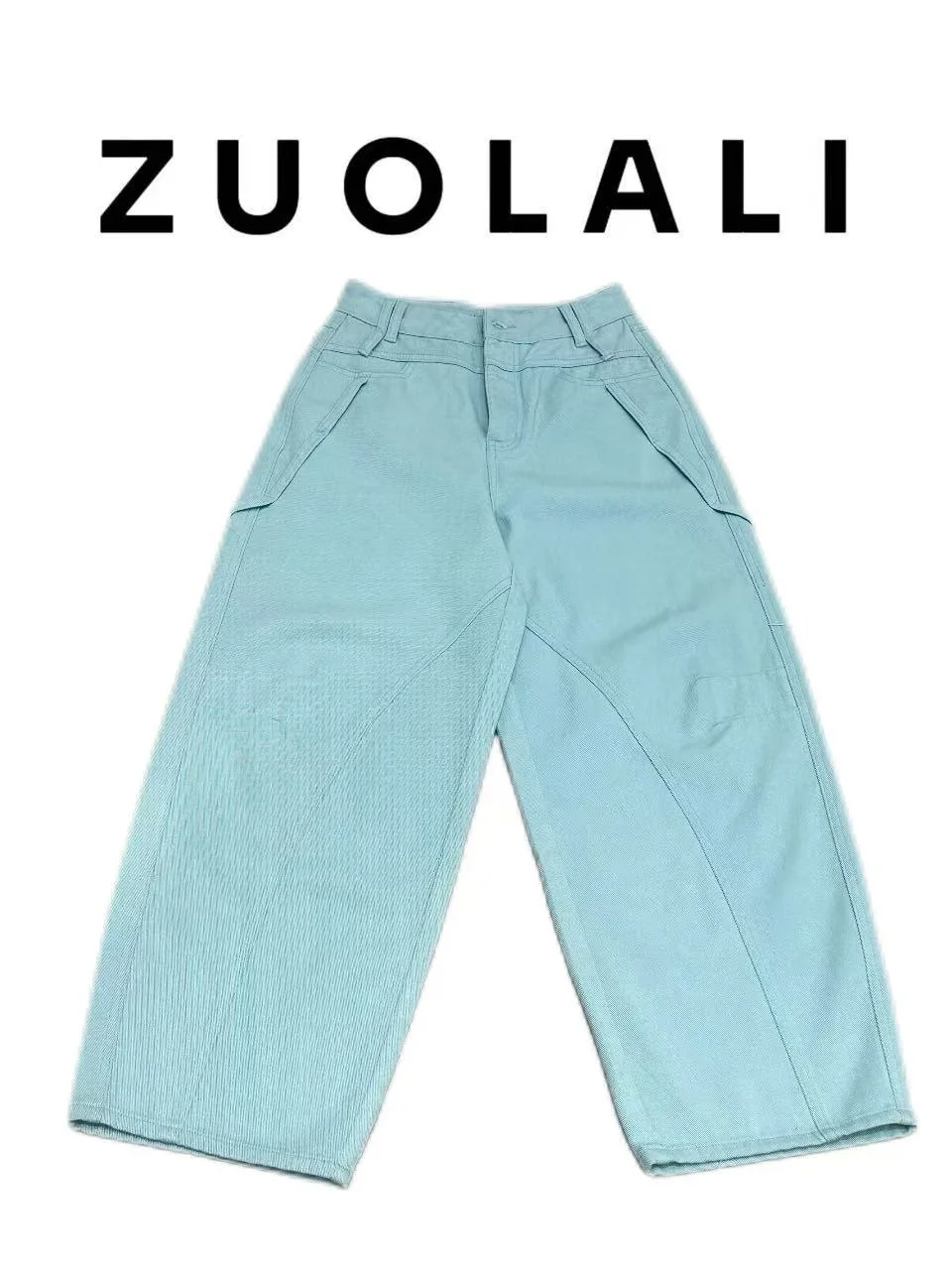 

High Waist Dopane Design Iceberg Tears Original Rustic Series ZUOLALI Wide Leg Jeans American Retro Sle Cotton Blue