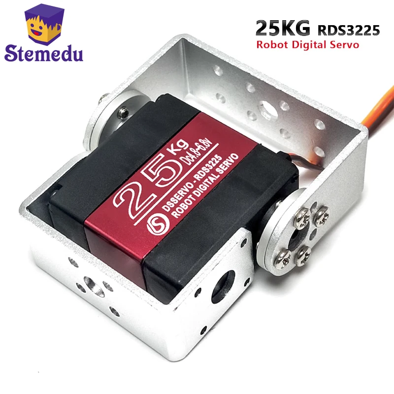 25KG 6V RDS3225 Cyfrowy serwomechanizm automatyczny z metalową przekładnią 180 stopni z podwójnym wałem Wodoodporny IP66 z długą i krótką prostą mocowaniem U