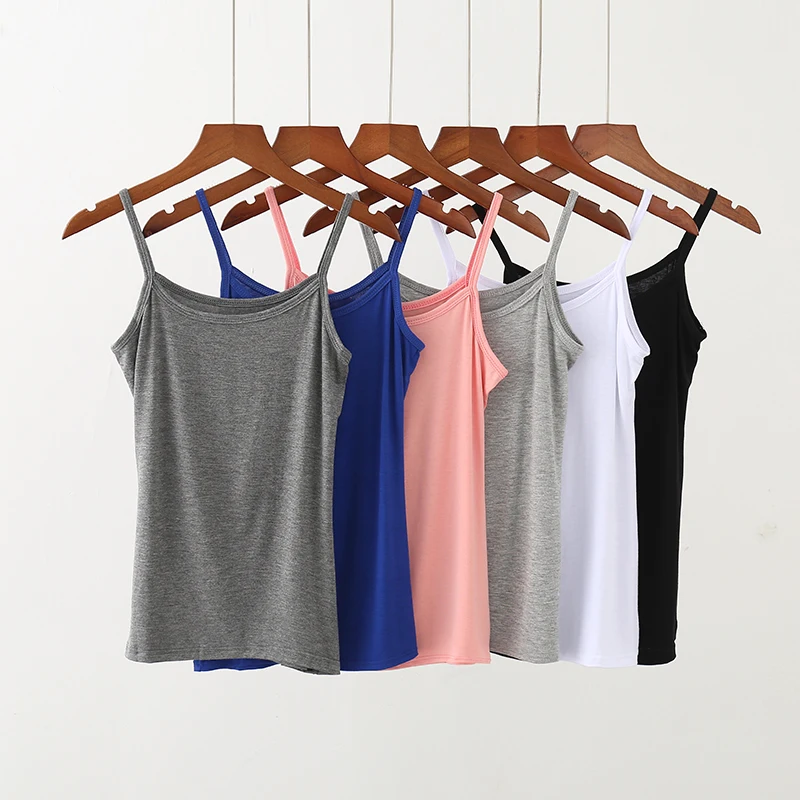 

Summer Women Tank Top Basic Cotton Camis Female Casual Solid Color White Pink Blue Sleeveless Camisole Big Size Blouse Tops