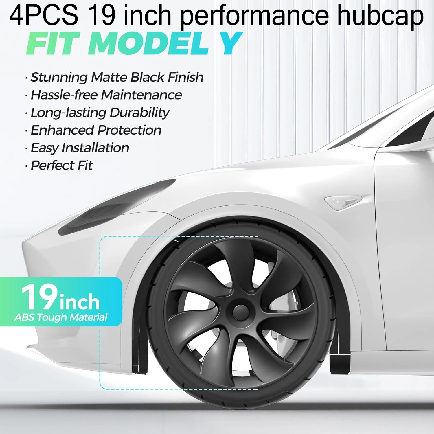 4PCS Hub Cap for Tesla Model Y 19-Inch Performance Replacement Wheel Cap Automobile Hubcap Full Rim Cover Accessories 2018-2024