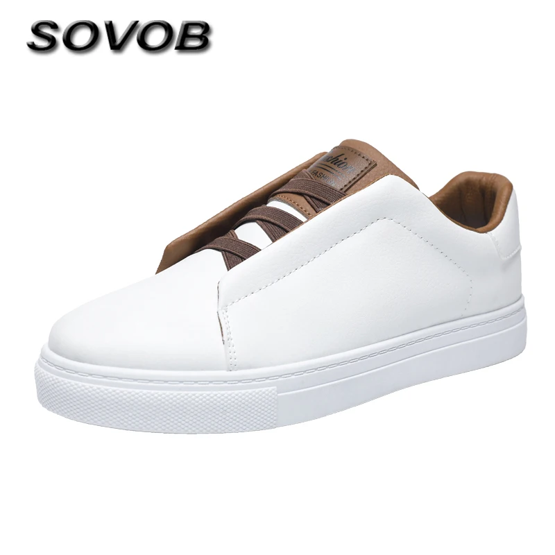 

Classic White Men's Leather Loafers Big Size 39-48 Fashion Comfortable Casual Shoes For Men Non-Slip Flat Skateboard Shoes Man