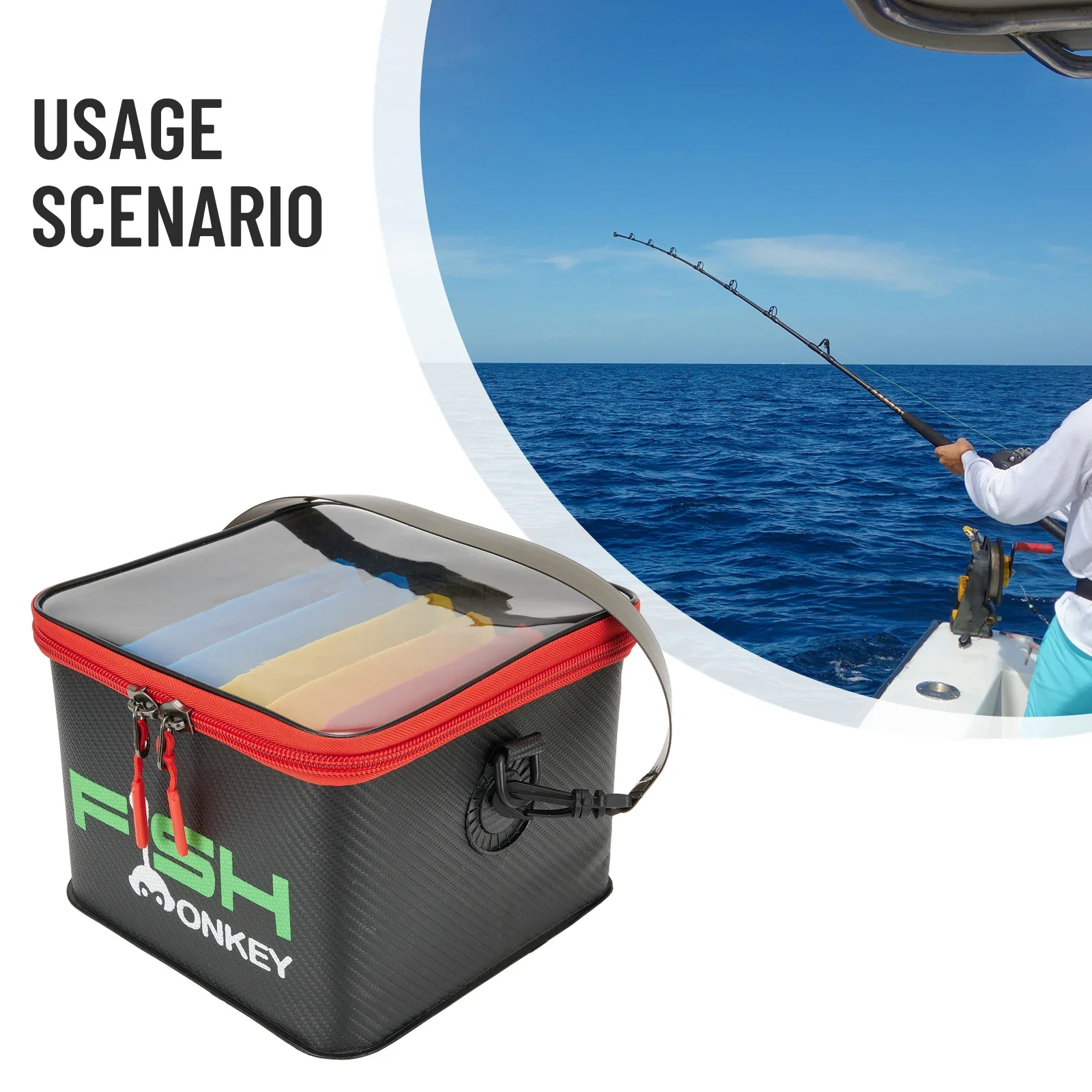 

Tackle Bag Container Sturdy EVA Fishing Lure Storage Bucket with 48 Slots for Squid Jigs and Lures up to Size 40