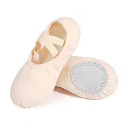 Zapatos de Ballet planos de lona para niñas, zapatillas de baile de Ballet para niños, zapatos de práctica de baile de bailarina de suela suave, rosa, negro, marrón