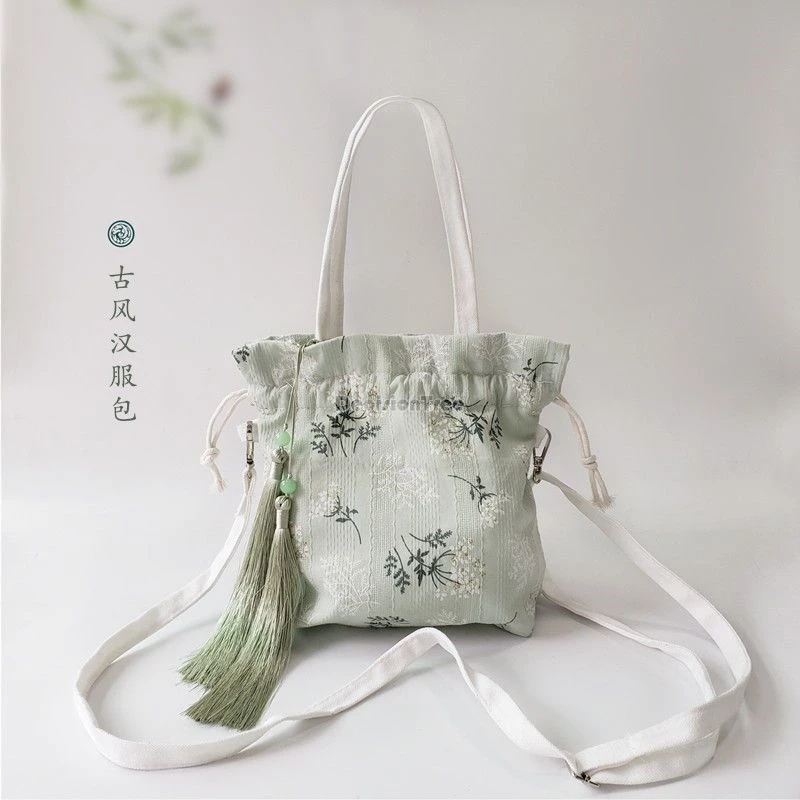 

2026 new chinese ancient retro style bamboo-pattern traditional hanfu accessory cross-body bag handbag women tassel daily bag