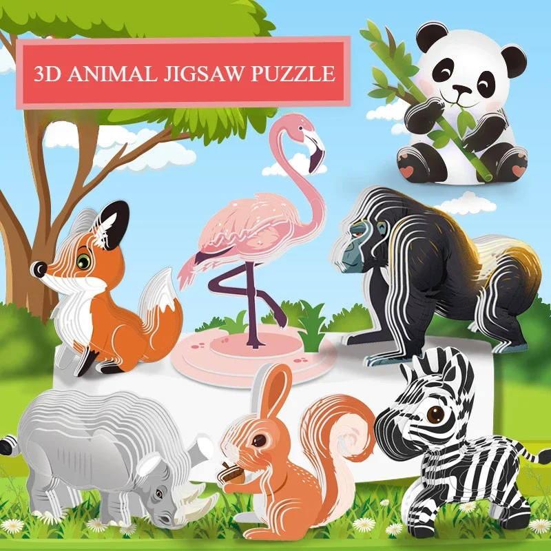 Children's Cartoon Dinosaurs 3D Three-dimensional Puzzle Toys DIY Puzzle Creative Paper Animal Model Assembly  baby toys