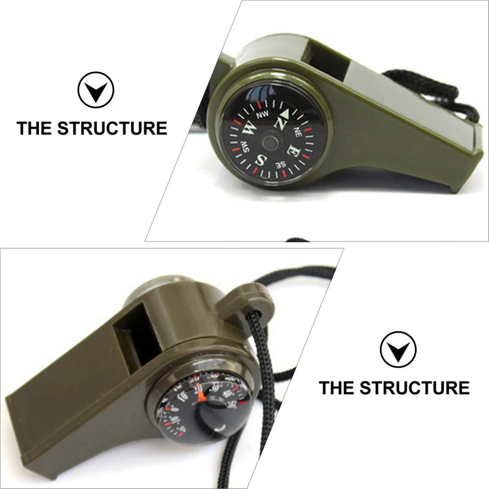 3Pcs Outdoor Emergency Whistles Survival Compass Thermometer Hiking Camping Loud Whistles Survival Whistle Compass Whistle