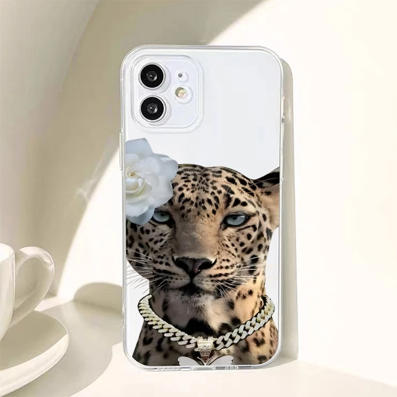 Pola Macan Tutul & Bunga Merah Muda Hewan untuk Sampul Samsung Galaxy S25 S24 Ultra S23 FE S22 Plus S21 A56 A36 A26 A25 A24 A54 A53 A55