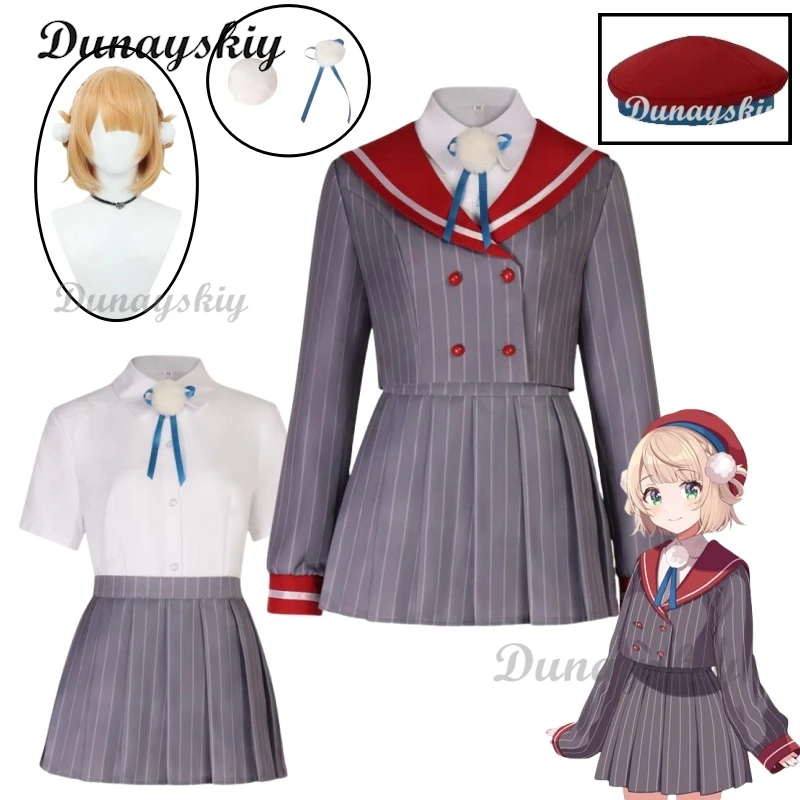 

VTuber hololive Shigure Ui JK Uniform Cosplay Costume Women Cute Dress Hat Headwear Halloween Carnival Suit Fancy Anime Outfits
