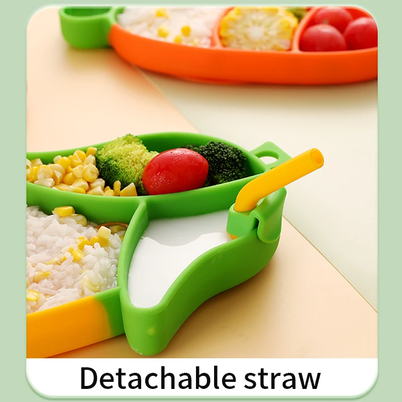 Silicone Baby feeding Dish Set Food Grade Corn Style Suction Children Tableware for Kids Divided Food Plate 304 Fork Spoon Set