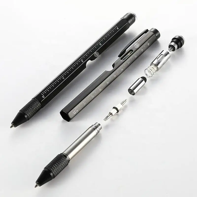 Multi-functional Pen 9 in 1 With Screwdriver Spirit Level Ballpoint Pen Mobile Phone Screen Touch Gadgets Construction Tools