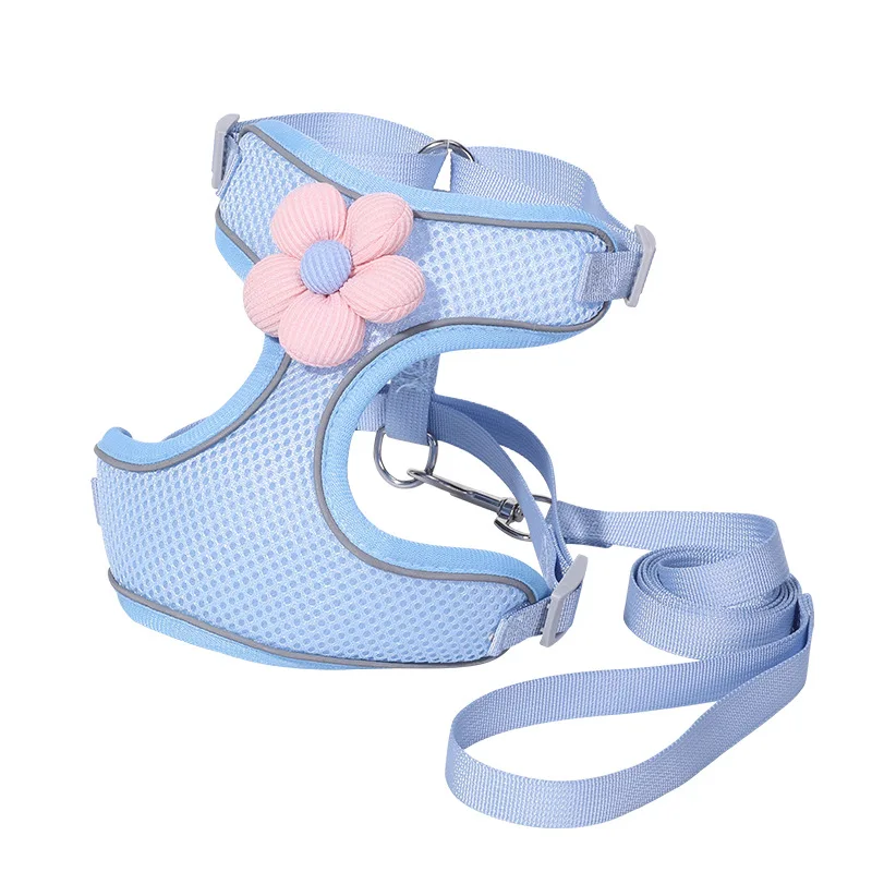 

Dog Leash, Vest Style Pet Chest and Back Strap, Breathable Mesh Fabric Flower Dog Leash, Anti-escape Cat Leash