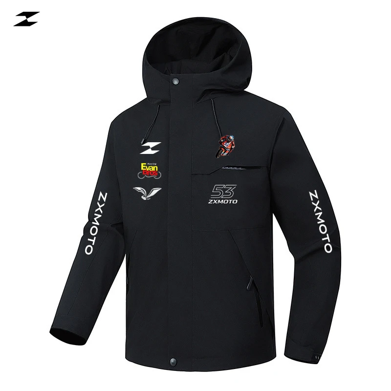 ZX MOTO New Collaboration Jacket, Motorcycle Racing Suit, 3-in-1 Windproof Jacket with Multiple Zipper Design, Loose Fit
