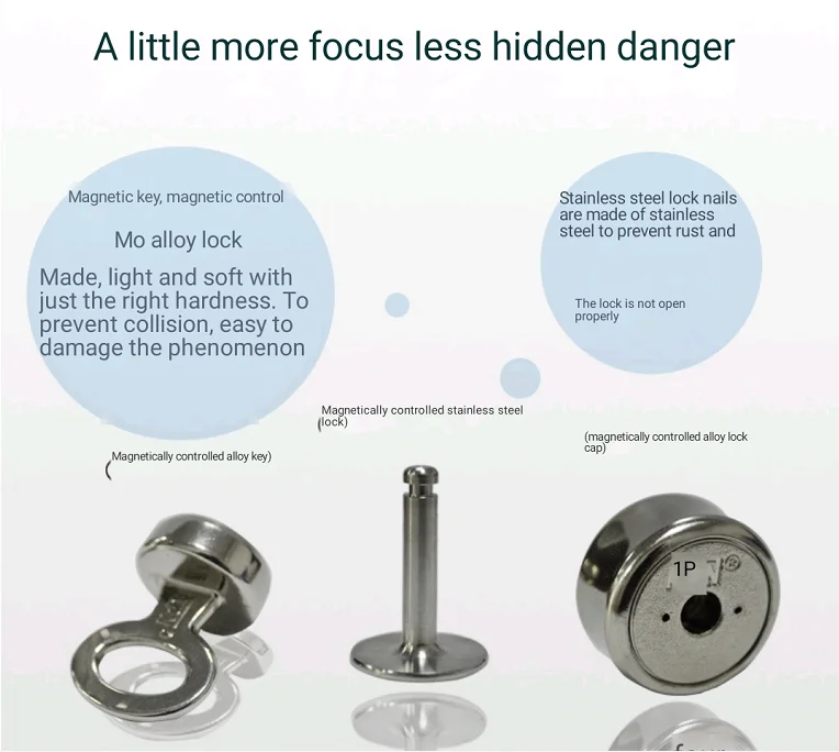 Magnetischer Schlüssel aus Edelstahl 304, Schlossschnalle aus Legierung, Nagel, kompletter Schlüssel als Zubehör für den Zurückhaltungsgürtel an die Gesundheitspersonalpsychiatrie