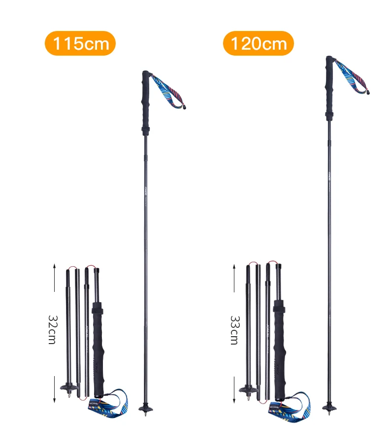 2pcs AONIJIE New Folding Outdoor Quick Lock Hiking Pole Walking Stick 105cm 115cm Trekking Pole For Height 155cm to 175cm