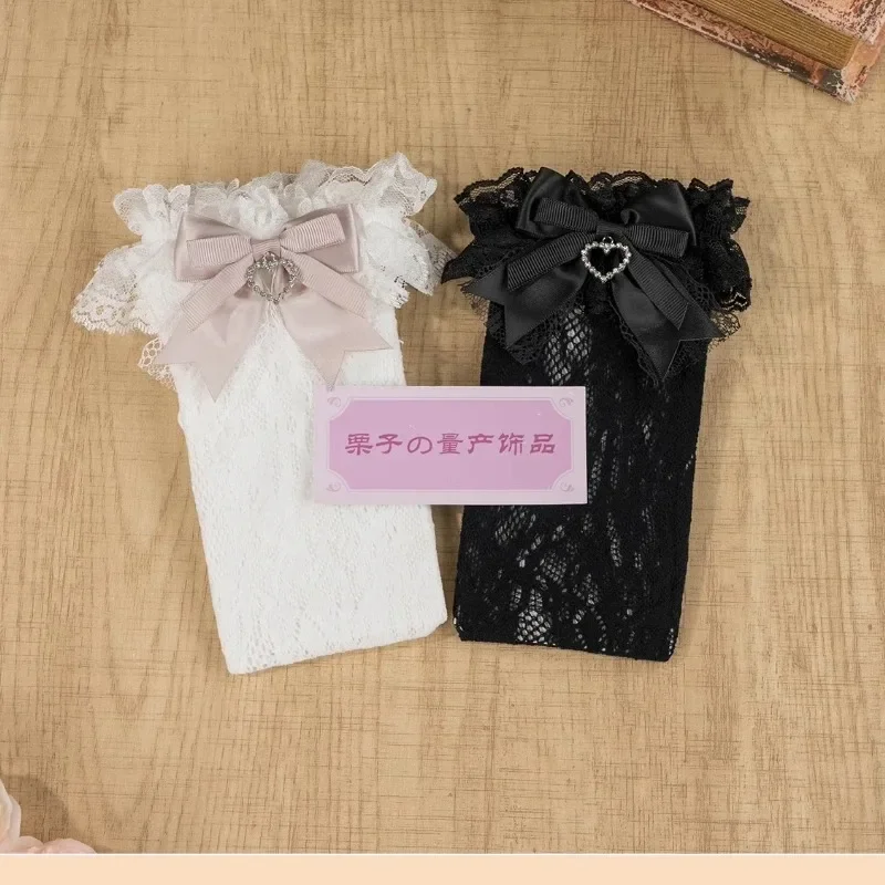 Japanese Beautiful Legs Thin College Style Socks Women's Lolita  Bow Lace Medium Tube Socks Over Knee Socks Tianlei Department