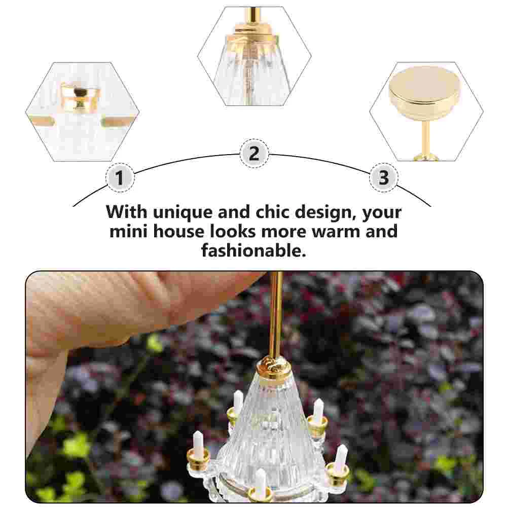 Poppenhuis Kroonluchter Wandlamp Decor Prachtige rekwisieten Mini Model Ferroalloy Decoratieve Lamp Plafondornament Accessoire