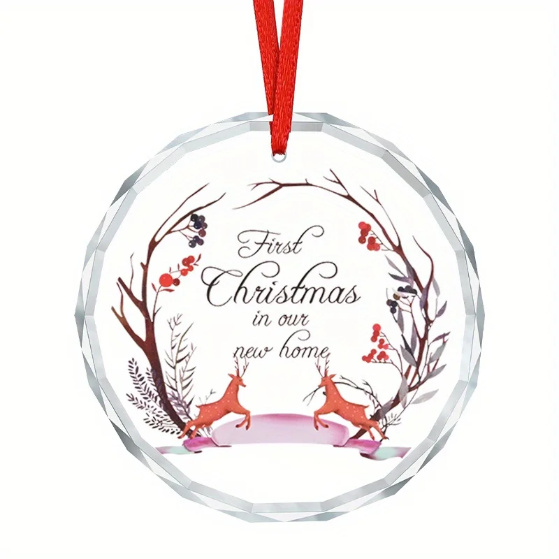 قلادة زجاجية ساحرة مقاس 3 بوصات من الأيائل الحمراء - مناسبة لعيد الميلاد وديكور السيارة وحقائب الظهر والمزيد - بما في ذلك الحبل #1