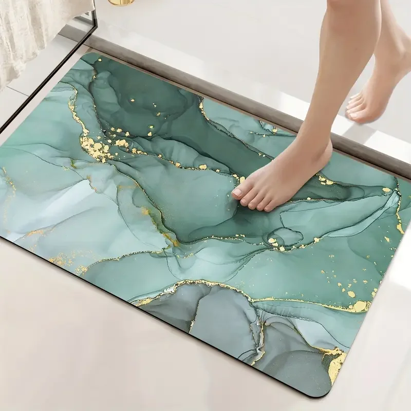 Marble Texture Bathroom Door Mat Living Room Balcony Hallway Non-slip Floormat Bedroom Bedside Foot Mat Kitchen Laundry Room Rug