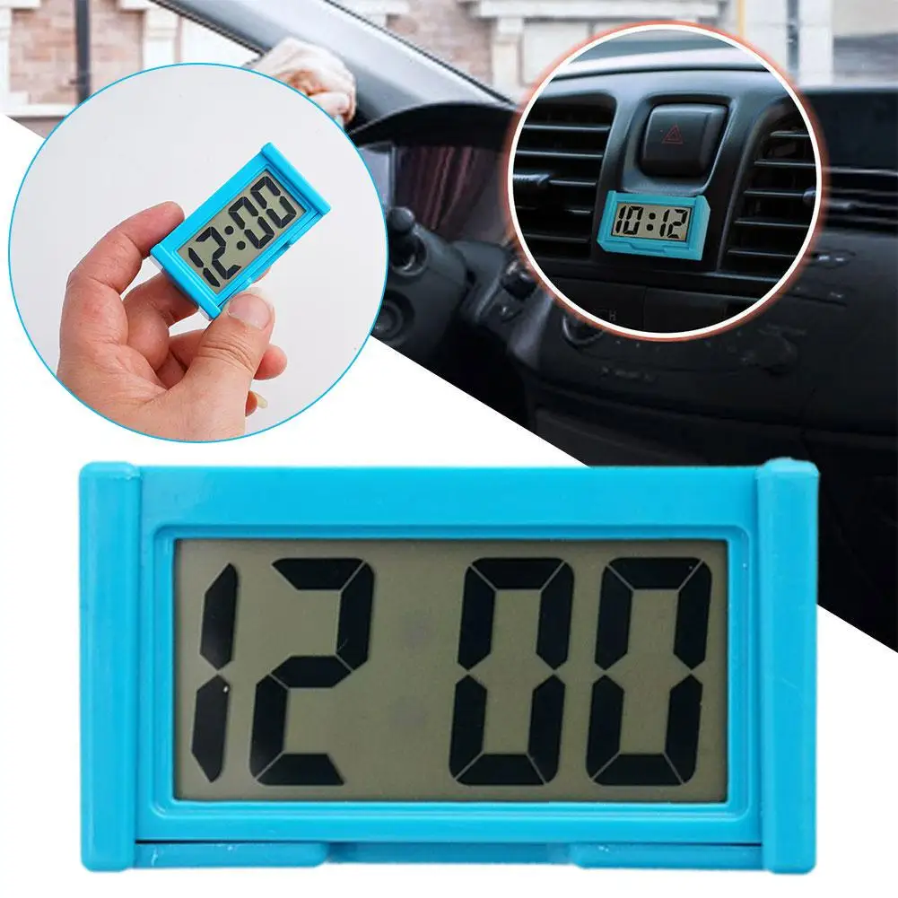 Mini Car Dashboard Digital Clock Vehicle Self-Adhesive Clock With LCD Time Day Display Automotive Stick On Watch For Cars