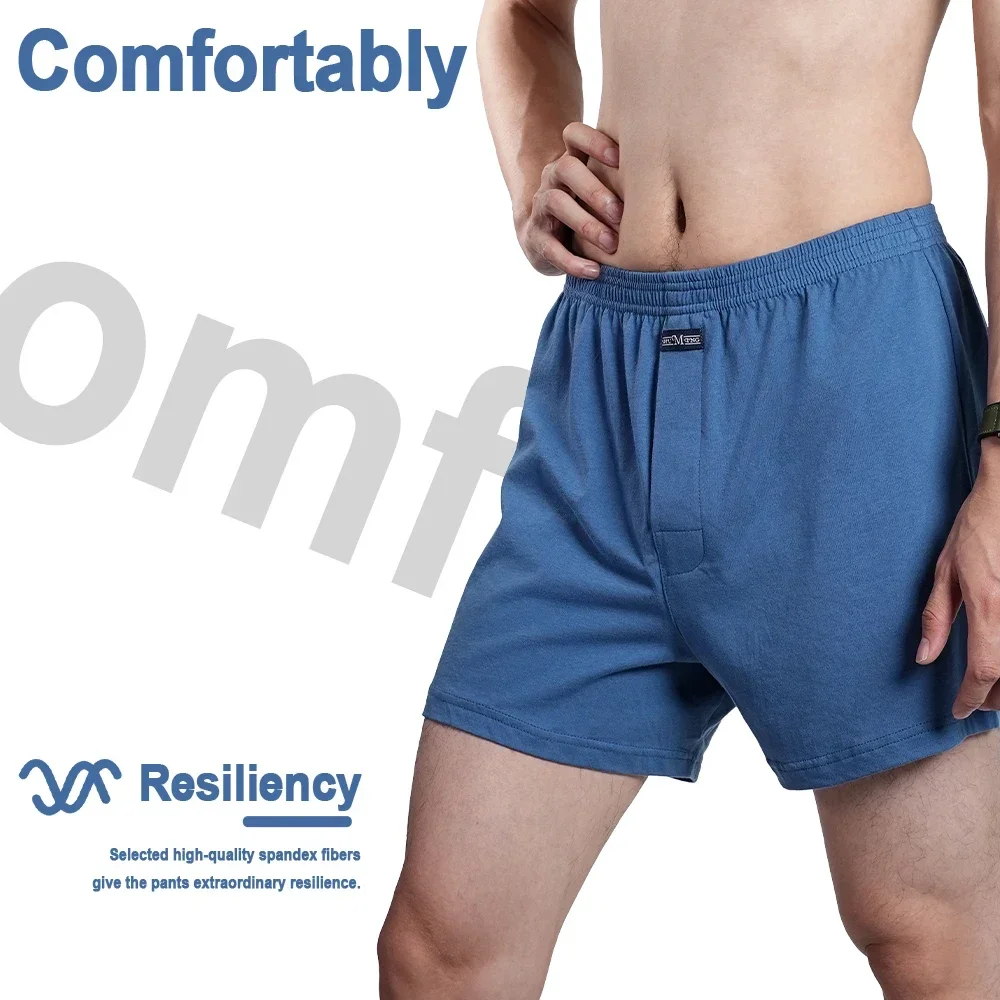 Men\'s 100% Cotton Boxer Shorts Underwear High Waist Big Underpants Casual Solid Plus Size Aro Pants Pajama Bottoms at home M-3XL