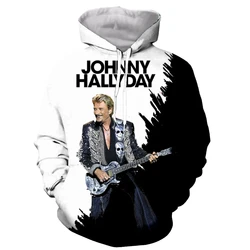 Новые популярные толстовки с капюшоном Johnny Hallyday, Франция, мужская толстовка с 3D принтом большого размера, толстовки с принтом рок-певца, детская одежда