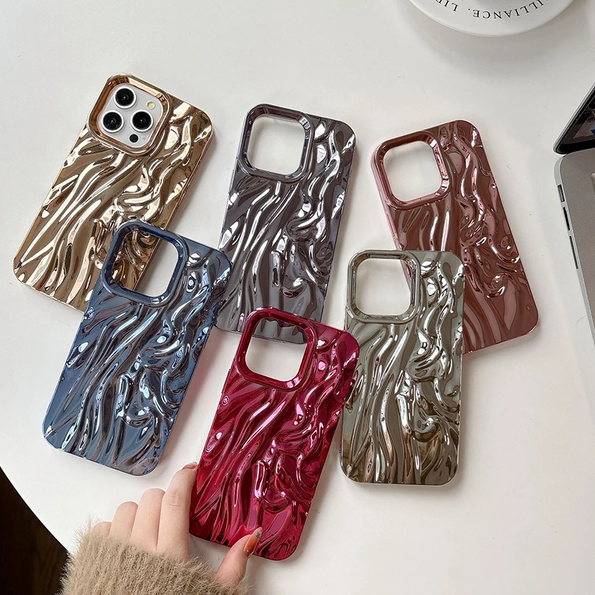 ستيريو الحرير مطوي الملمس جراب هاتف آيفون 16 15 14 13 برو 12 11 ماكس مطلي 16 برو جراب هاتف لينة 17 برو ماكس غطاء