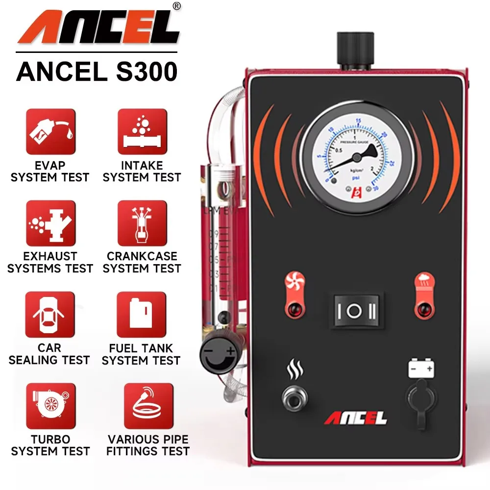 ANCEL S300 12V Car Smoke Leak Detector Turbo EVAP Pipe Leak Locator Machine Smoke Generator Diagnostic Tool for Car Motorcycle