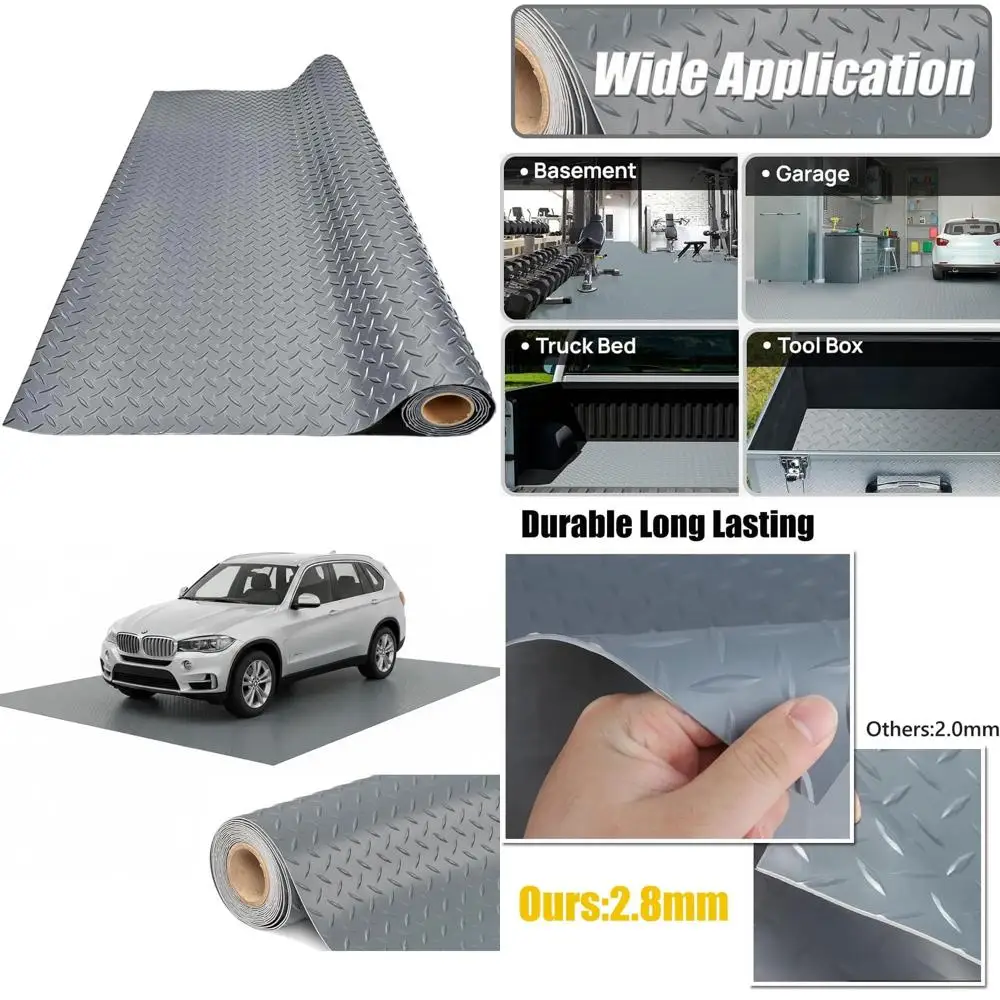 

Толстый коврик для пола гаража из ПВХ - прочный, водонепроницаемый, противоскользящий протектор для автомобилей, прицепов, внедорожников, подвалов, спортзалов (серый) - 2 фута x 3 фута